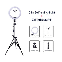 Load image into Gallery viewer, Video Light Dimmable LED Selfie Ring Light USB ring lamp Photography Light with Phone Holder 2M tripod stand for Makeup Youtube - WOW BRANDZ