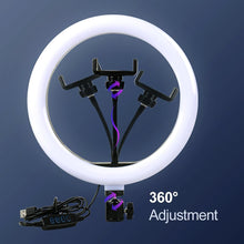 Load image into Gallery viewer, Video Light Dimmable LED Selfie Ring Light USB ring lamp Photography Light with Phone Holder 2M tripod stand for Makeup Youtube - WOW BRANDZ
