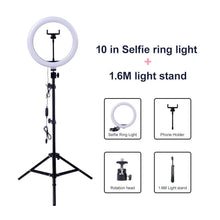 Load image into Gallery viewer, Video Light Dimmable LED Selfie Ring Light USB ring lamp Photography Light with Phone Holder 2M tripod stand for Makeup Youtube - WOW BRANDZ

