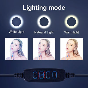 Video Light Dimmable LED Selfie Ring Light USB ring lamp Photography Light with Phone Holder 2M tripod stand for Makeup Youtube - WOW BRANDZ