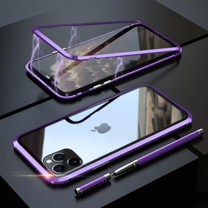 360 Metal Case For iPhone 6 7 8 Plus X XR XS MAX Case Magnetic Luxury Shockproof Tempered Glass Cover For iPhone 11 Pro Max Case - WOW BRANDZ